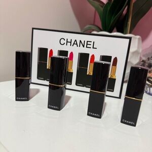 CHANEL Lipstick Set with Red, Pink, Deep Red Shades